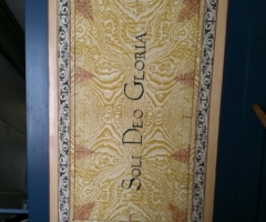 Flemish Double Manual Harpsichord by Anne Acker, lidflap motto