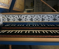 Flemish Double Manual Harpsichord by Anne Acker, nameboard