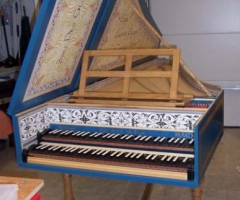 Flemish Double Manual Harpsichord by Anne Acker, sm front view