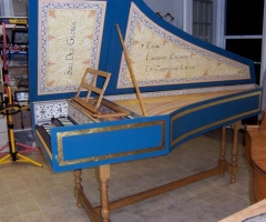 Flemish Double Manual Harpsichord by Anne Acker, sm side view