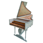 Thumbnail image of a painted double manual harpsichord.