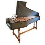 Blue painted single flemish harpsichord