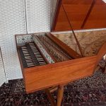 view of double manual harpsichord with music desk removed