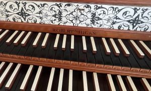 nameboard of Robert Hicks Harpsichord