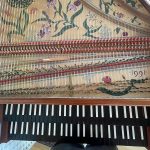 above view of harpschord keyboard and soundboard with jackrail cover revmoed